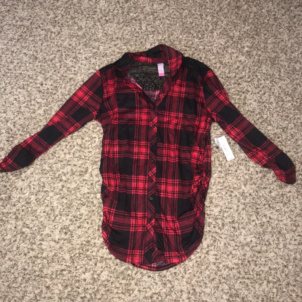Quarter sleeve flannel blouse